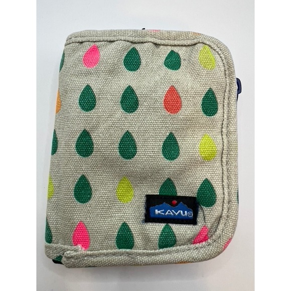 KAVU Wallet Compact Trifold Zip Around Card Holder Raindrop Print - Picture 1 of 5